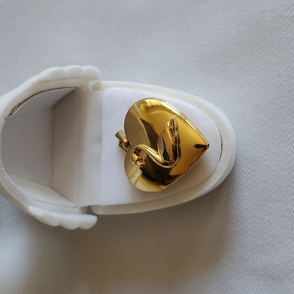 The Swan Princess Inspired Gold Heart Locket Necklace with Swan Gift Box